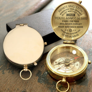 Engraved Compass - To My Private Singleton, I Pray You'll Always Be Safe - Love, Mom - Gpb17014