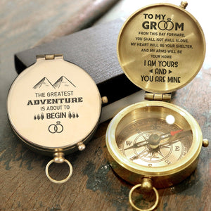 Engraved Compass - Wedding - To My Groom - I Am Yours And You Are Mine - Gpb40005