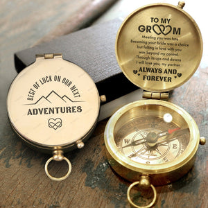 Engraved Compass - Wedding - To My Groom - I Will Love You, My Partner  - Gpb40011