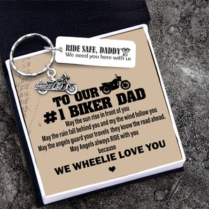 Engraved Motorcycle Keychain - Biker - To My Dad - May Angels Always Ride With You - Gkbe18009