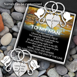 Fishing Heart Puzzle Keychains - Fishing - To My Man - I'll Love You Till The End Of The Life - Gkbn26004