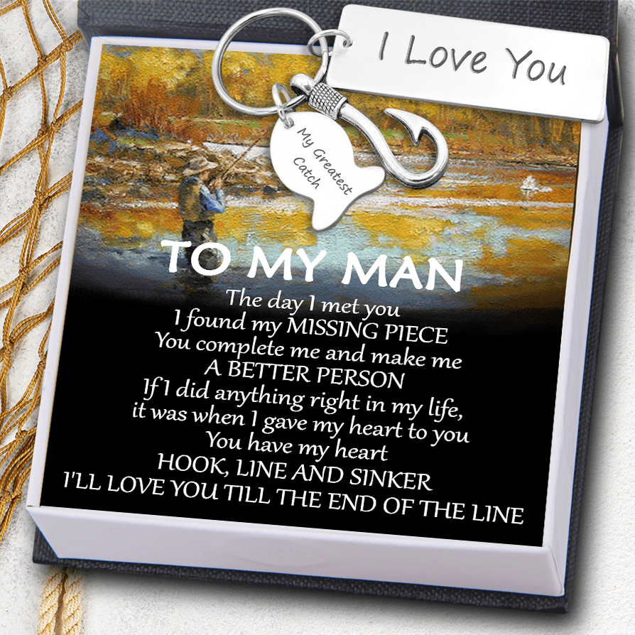 Fishing Hook Keychain - Fishing - To My Man - You Have My Heart - Gku26015