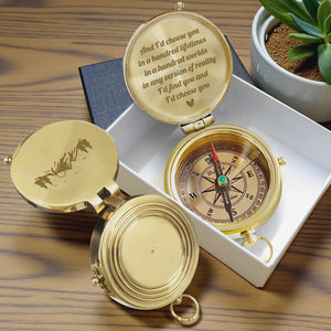 Personalized Engraved Bronze Compass - Handmade 1 year Anniversary Gift for Couples | Custom Name, Date - Gpb26273