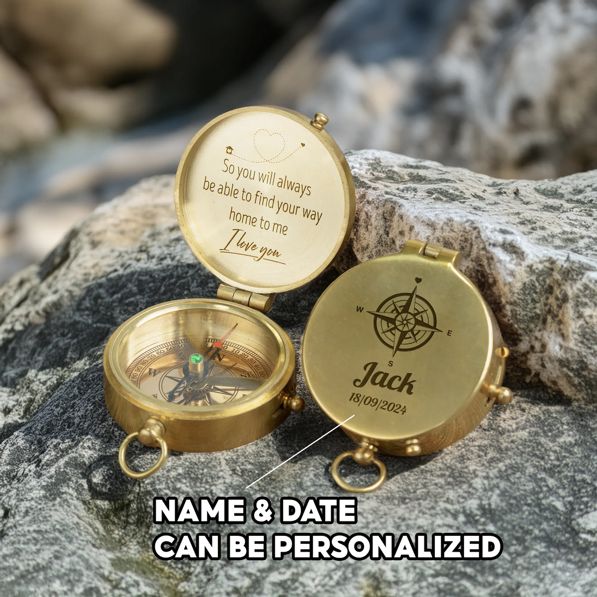 Personalized Compass Gift Romantic Gift For Couples, Long Distance Love, Valentine Gift For Husband & Wife - Gpb14002