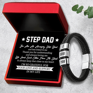 Leather Bracelet - Family - To My Bonus Dad - You Are An Amazing Step Dad - Gbzl18010