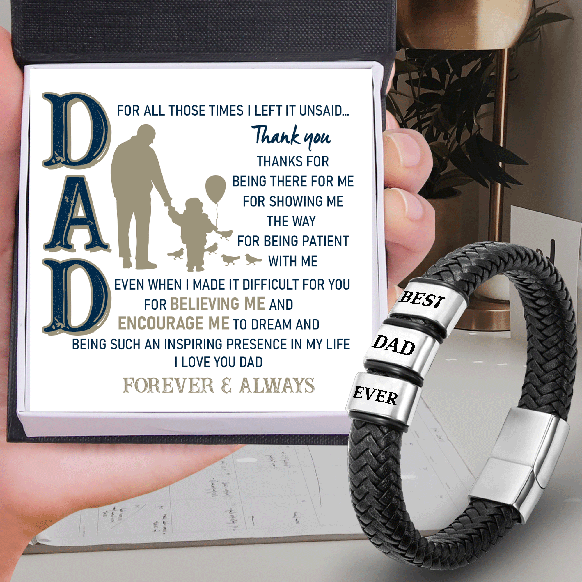 Leather Bracelet - Family - To My Dad - I Love You Dad Forever & Always - Gbzl18023