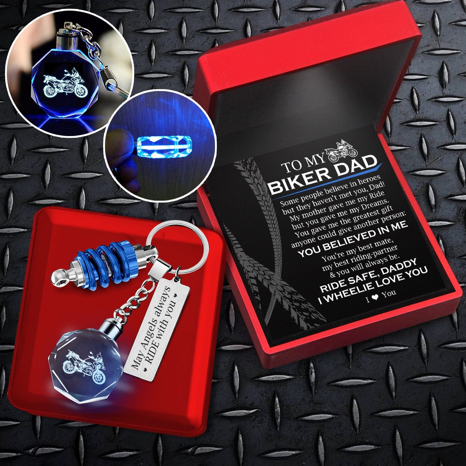 Led Light Motorrad Keychain - Biker - To My Biker Dad - I Wheelie Love You - Gkwh18001