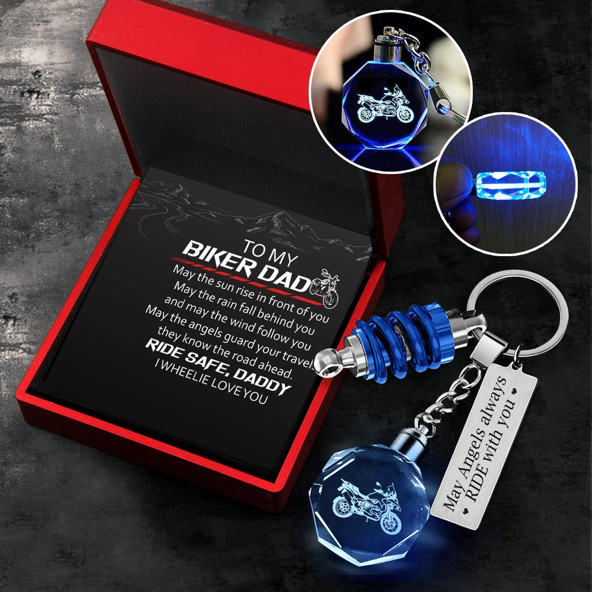 Led Light Motorrad Keychain - Biker - To My Biker Dad - I Wheelie Love You - Gkwh18004