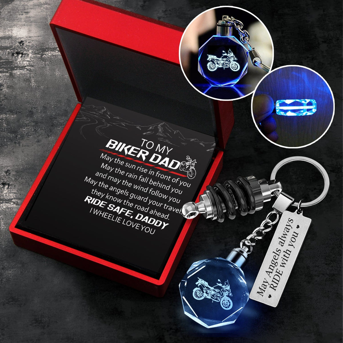Led Light Motorrad Keychain - Biker - To My Biker Dad - I Wheelie Love You - Gkwh18004
