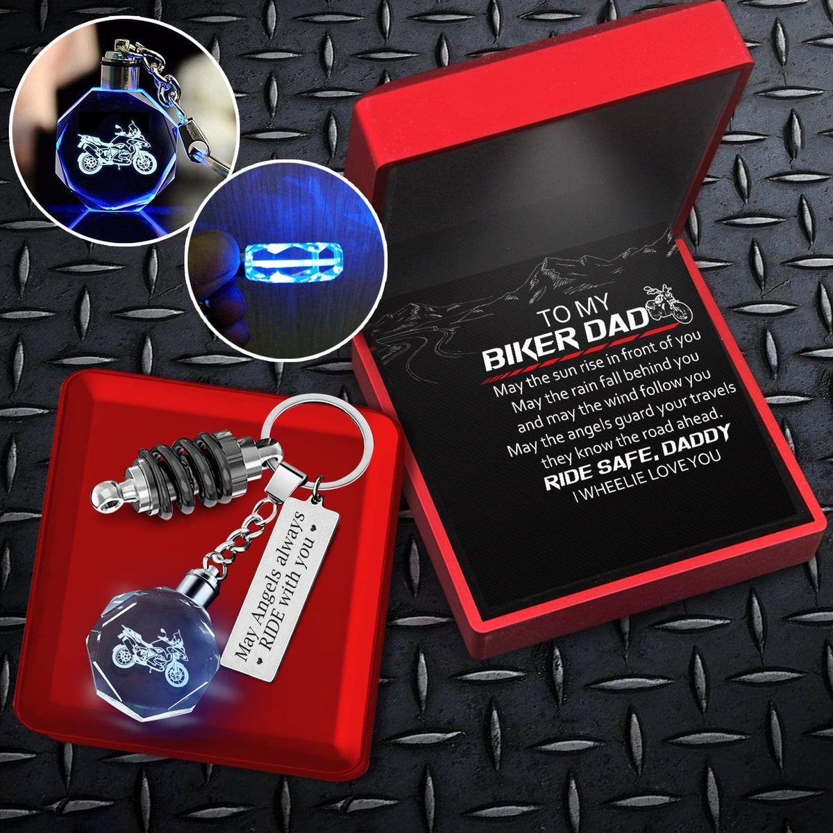 Led Light Motorrad Keychain - Biker - To My Biker Dad - I Wheelie Love You - Gkwh18004