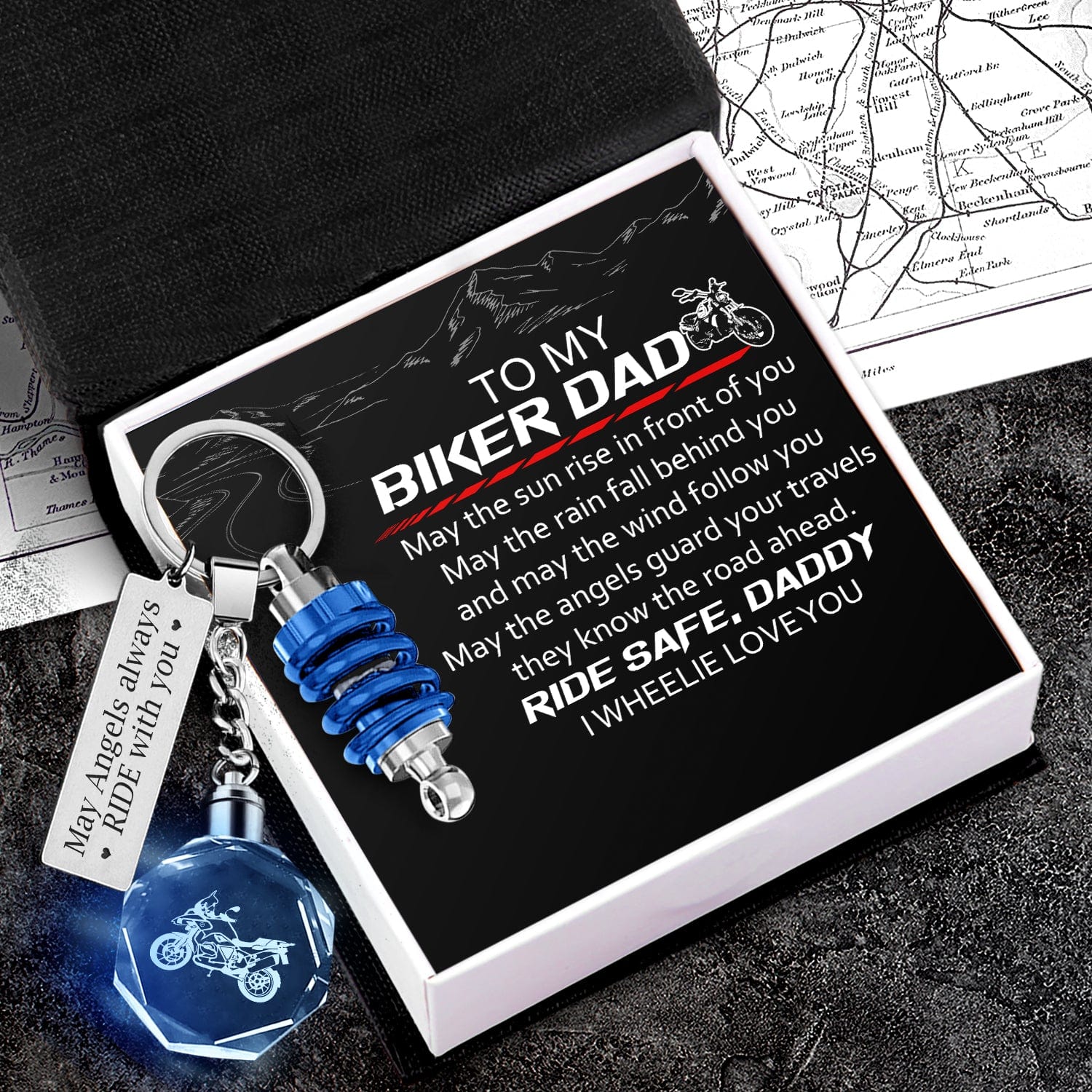 Led Light Motorrad Keychain - Biker - To My Biker Dad - I Wheelie Love You - Gkwh18004