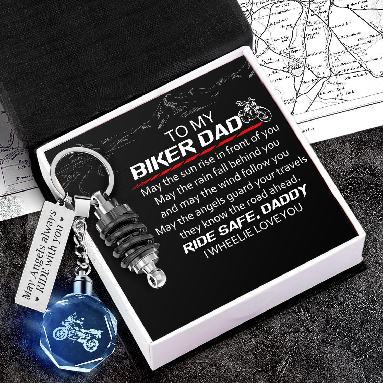 Led Light Motorrad Keychain - Biker - To My Biker Dad - I Wheelie Love You - Gkwh18004