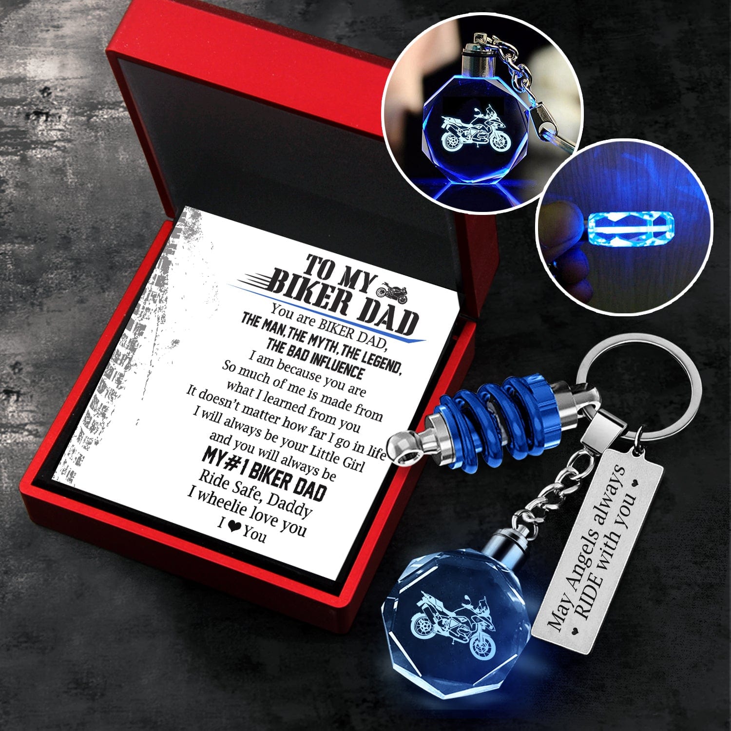 Led Light Motorrad Keychain - Biker - To My Biker Dad - So Much Of Me Is Made From What I Learned From You - Gkwh18002