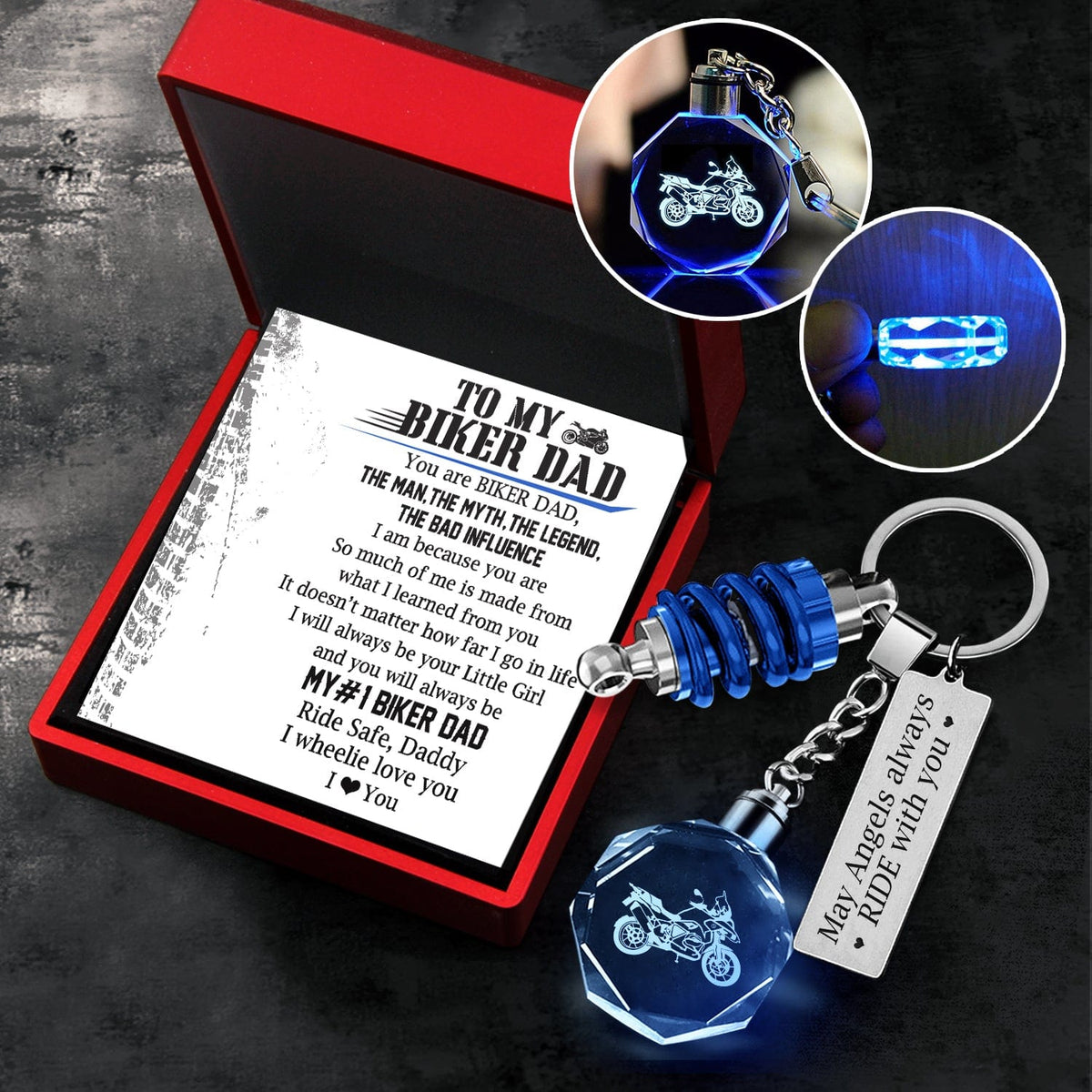Led Light Motorrad Keychain - Biker - To My Biker Dad - So Much Of Me Is Made From What I Learned From You - Gkwh18002