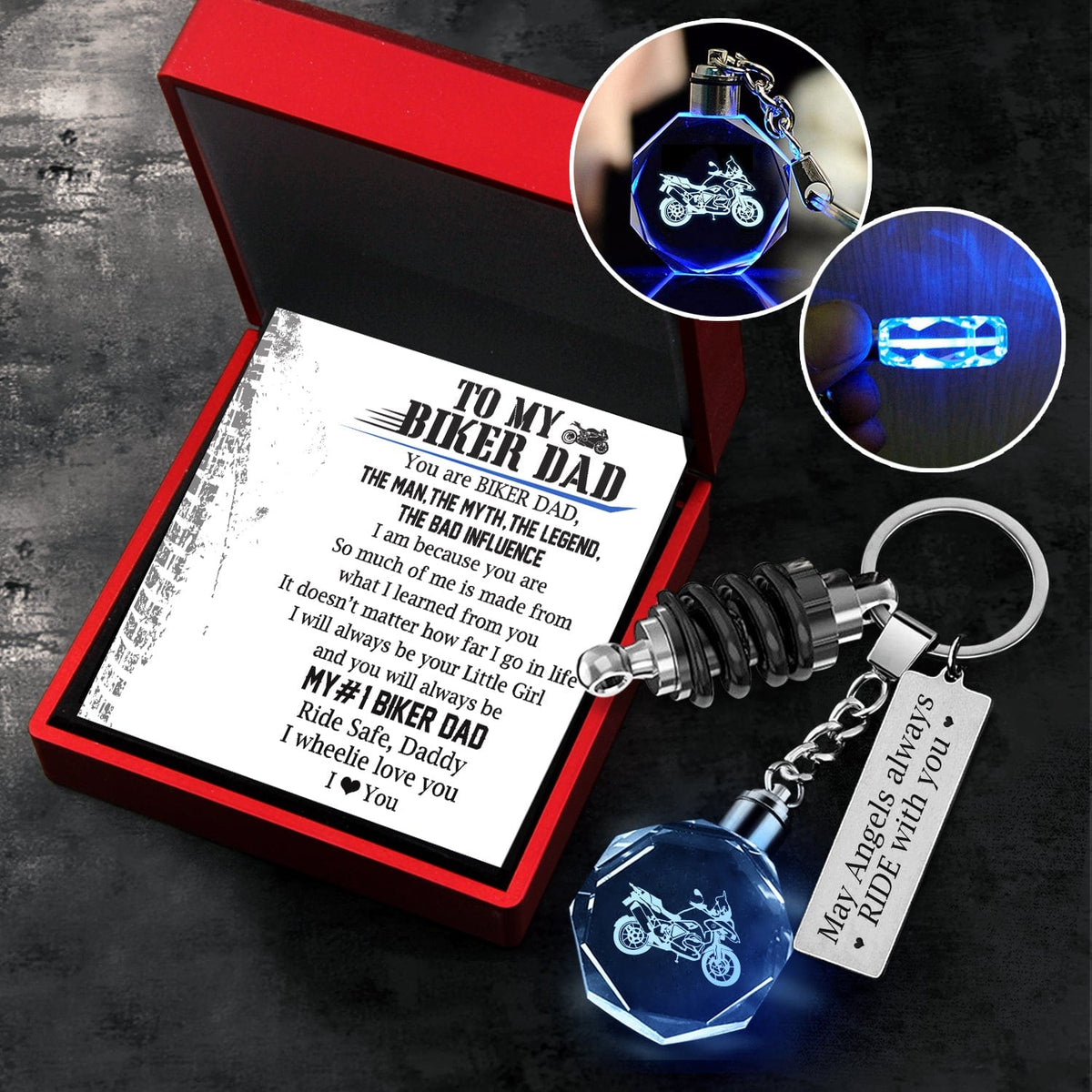 Led Light Motorrad Keychain - Biker - To My Biker Dad - So Much Of Me Is Made From What I Learned From You - Gkwh18002