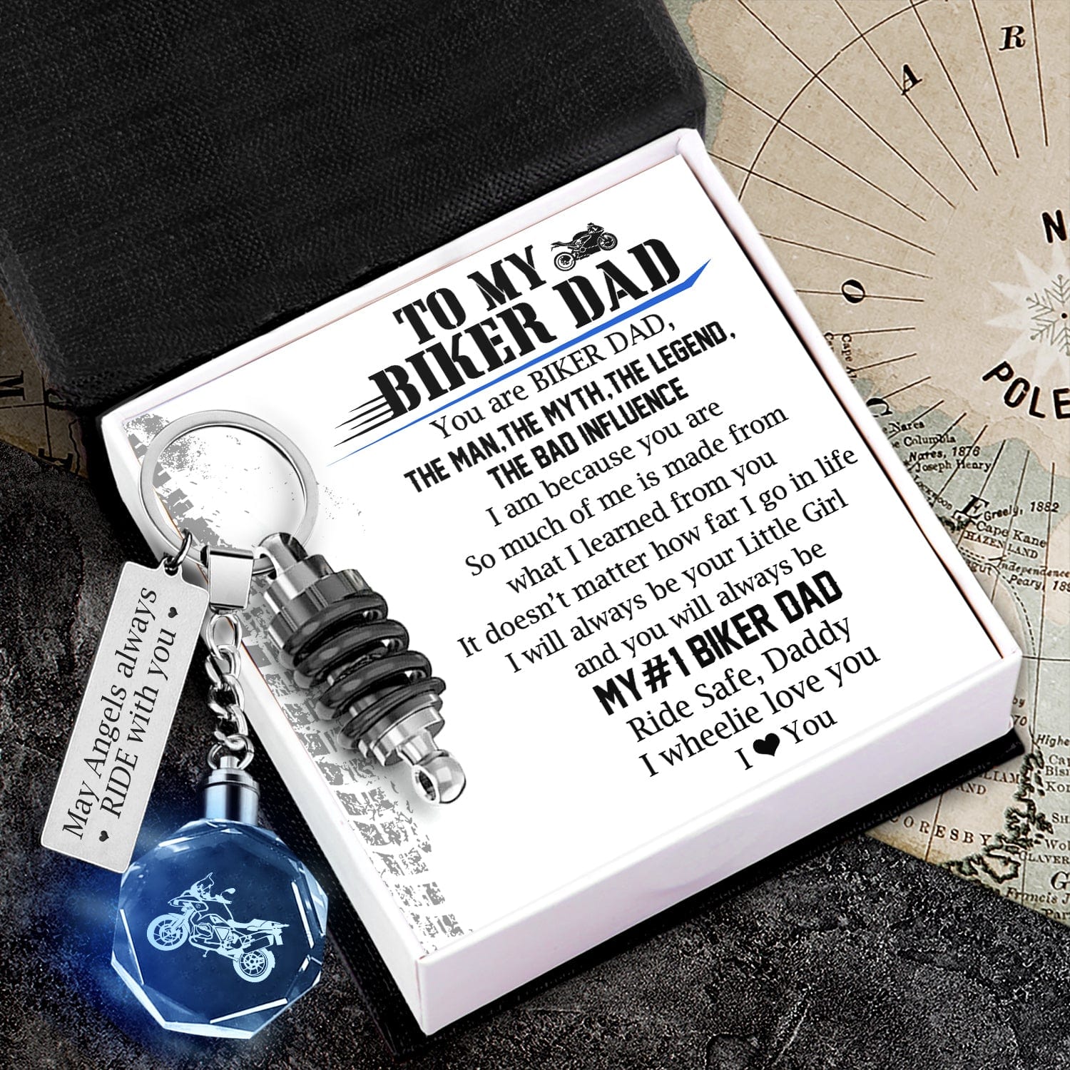 Led Light Motorrad Keychain - Biker - To My Biker Dad - So Much Of Me Is Made From What I Learned From You - Gkwh18002