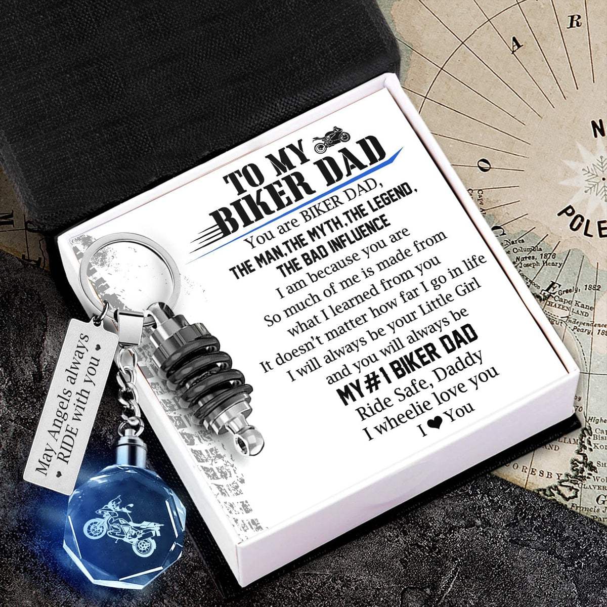 Led Light Motorrad Keychain - Biker - To My Biker Dad - So Much Of Me Is Made From What I Learned From You - Gkwh18002