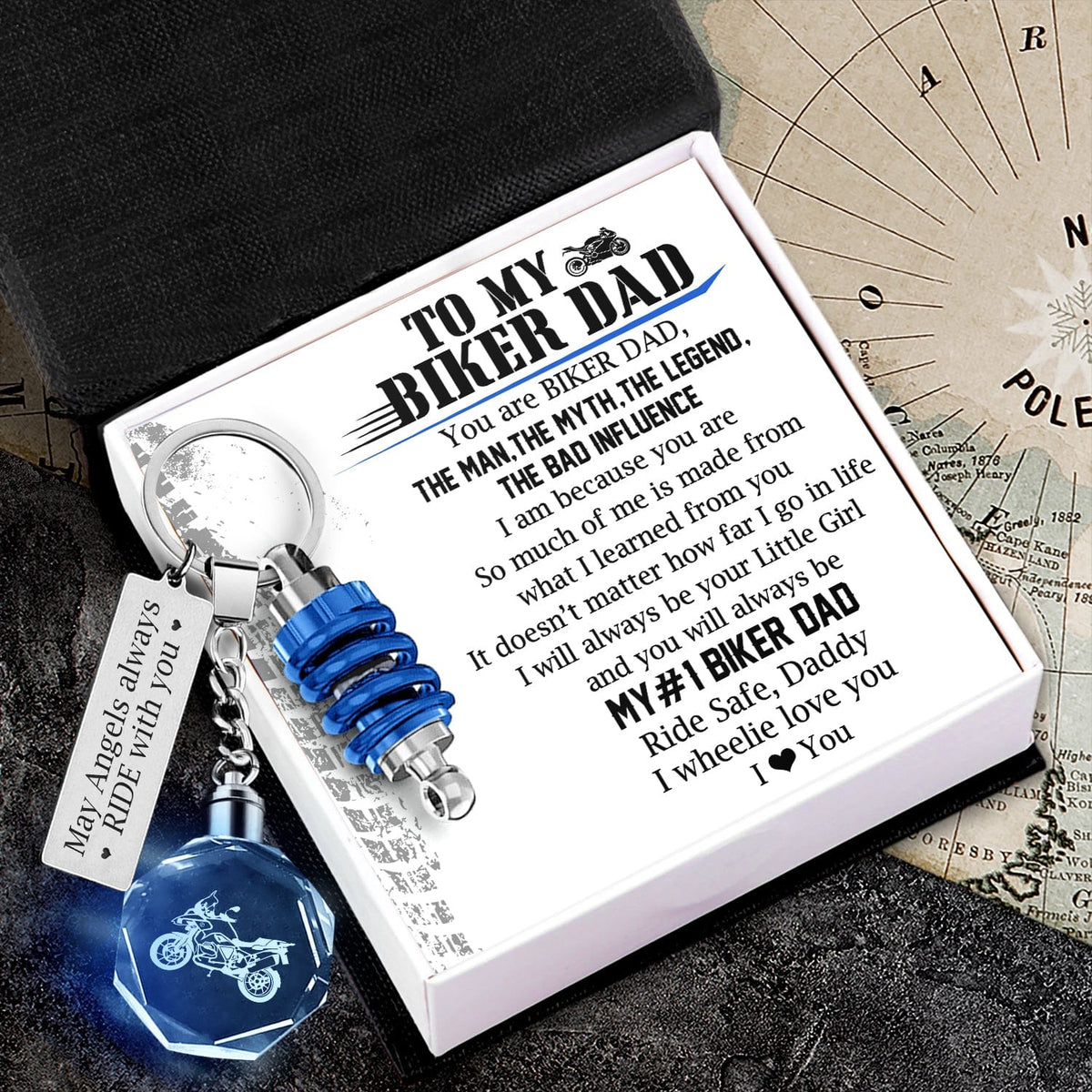 Led Light Motorrad Keychain - Biker - To My Biker Dad - So Much Of Me Is Made From What I Learned From You - Gkwh18002