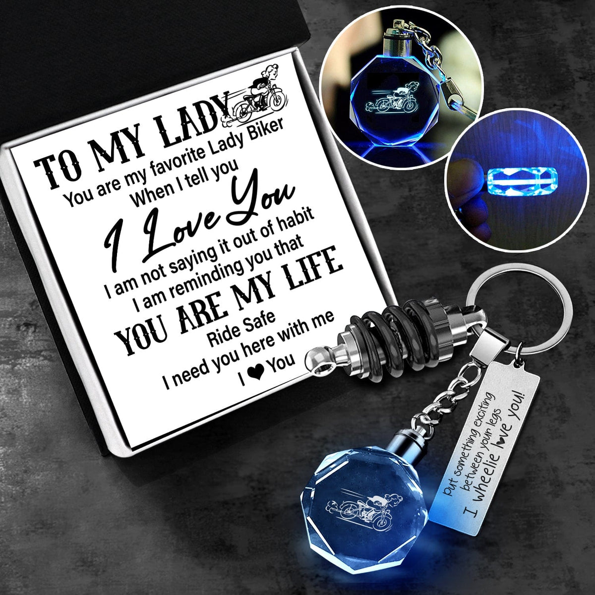 Led Light Motorrad Keychain - Biker - To My Lady - I Need You Here With Me - Gkwh13001