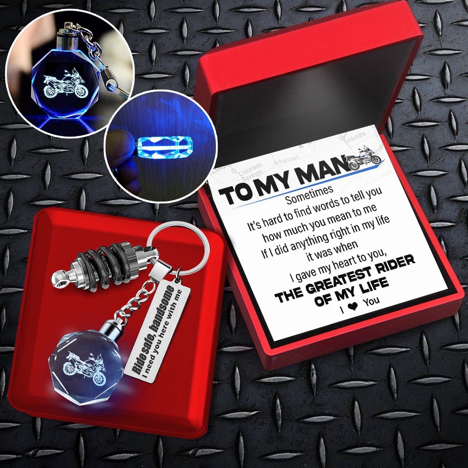 Led Light Motorrad Keychain - Biker - To My Man - The Greatest Rider Of My Life - Gkwh26003