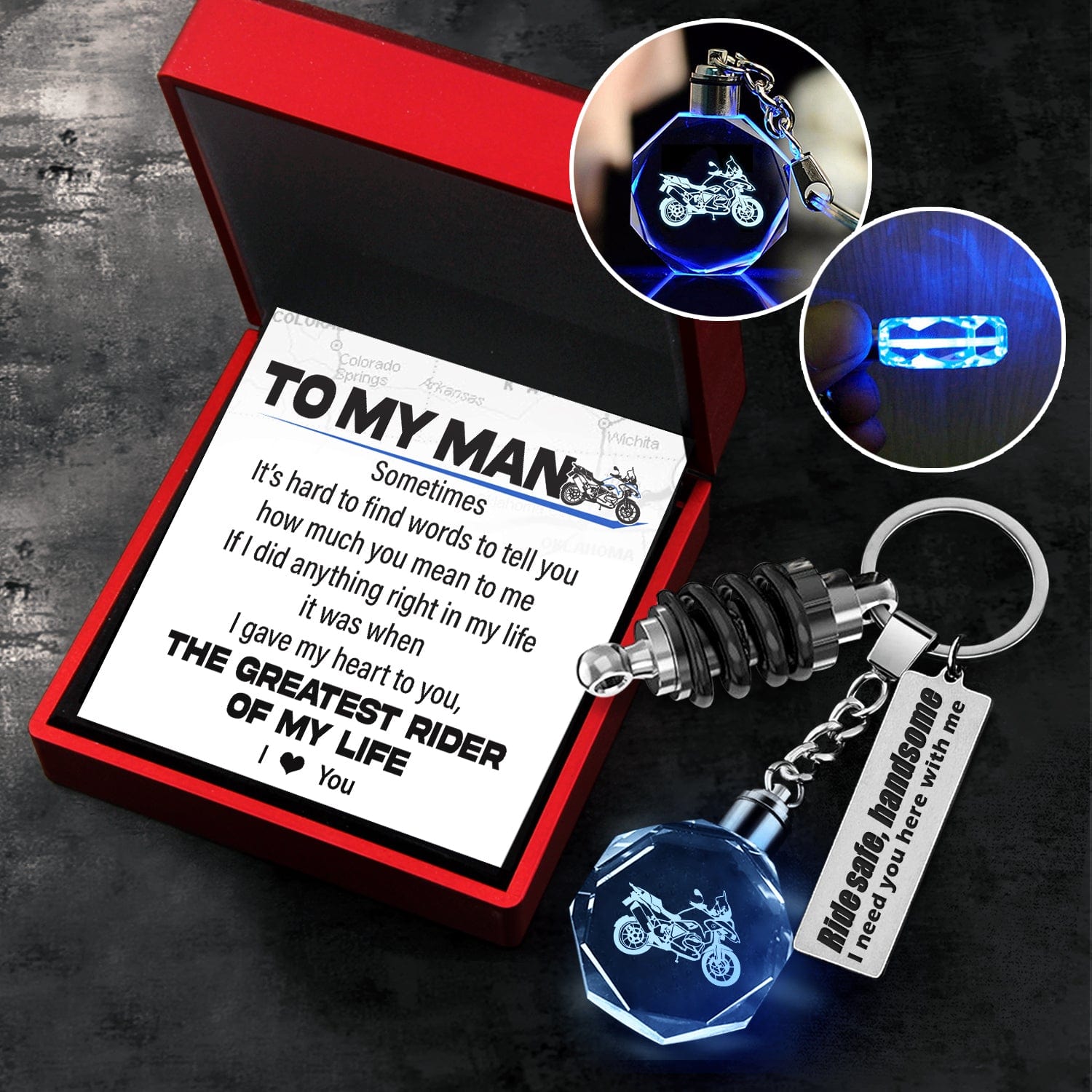 Led Light Motorrad Keychain - Biker - To My Man - The Greatest Rider Of My Life - Gkwh26003