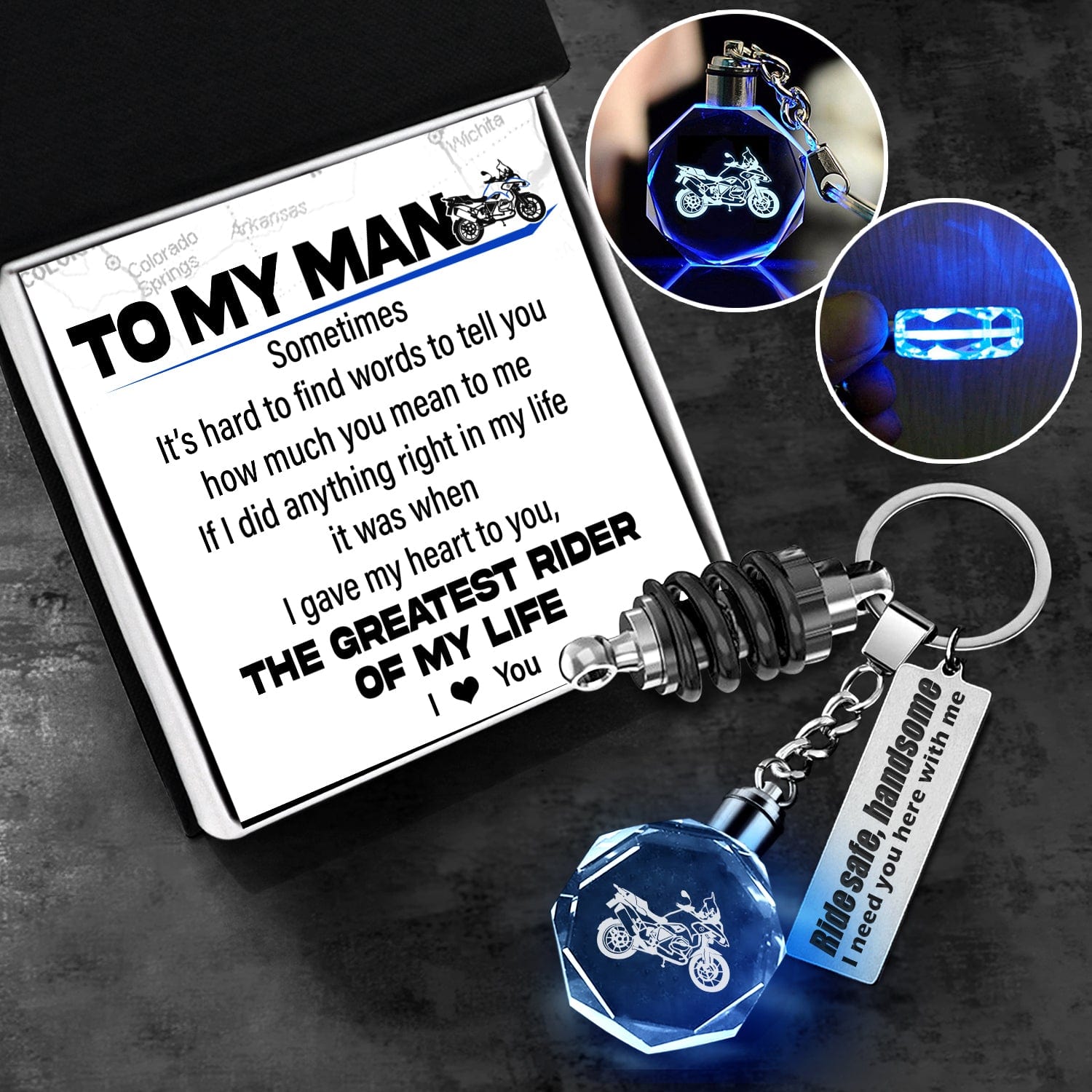 Led Light Motorrad Keychain - Biker - To My Man - The Greatest Rider Of My Life - Gkwh26003