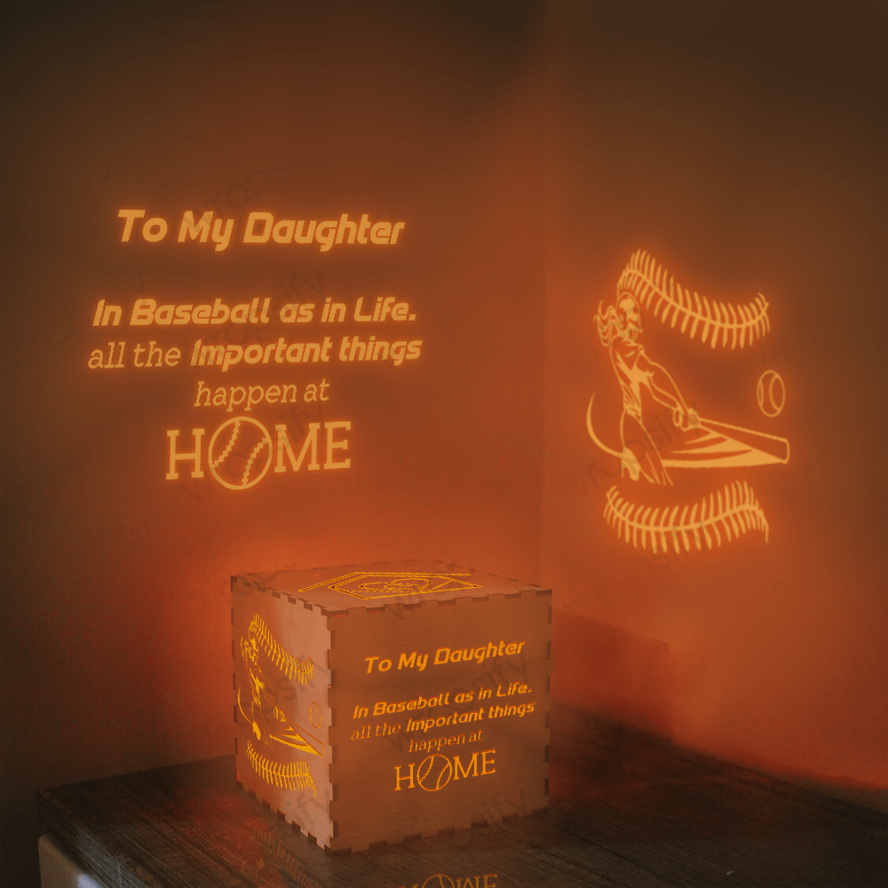 Light Up Message Box - Softball - To My Daughter - All The Important Things Happen At Home - Gyl17003