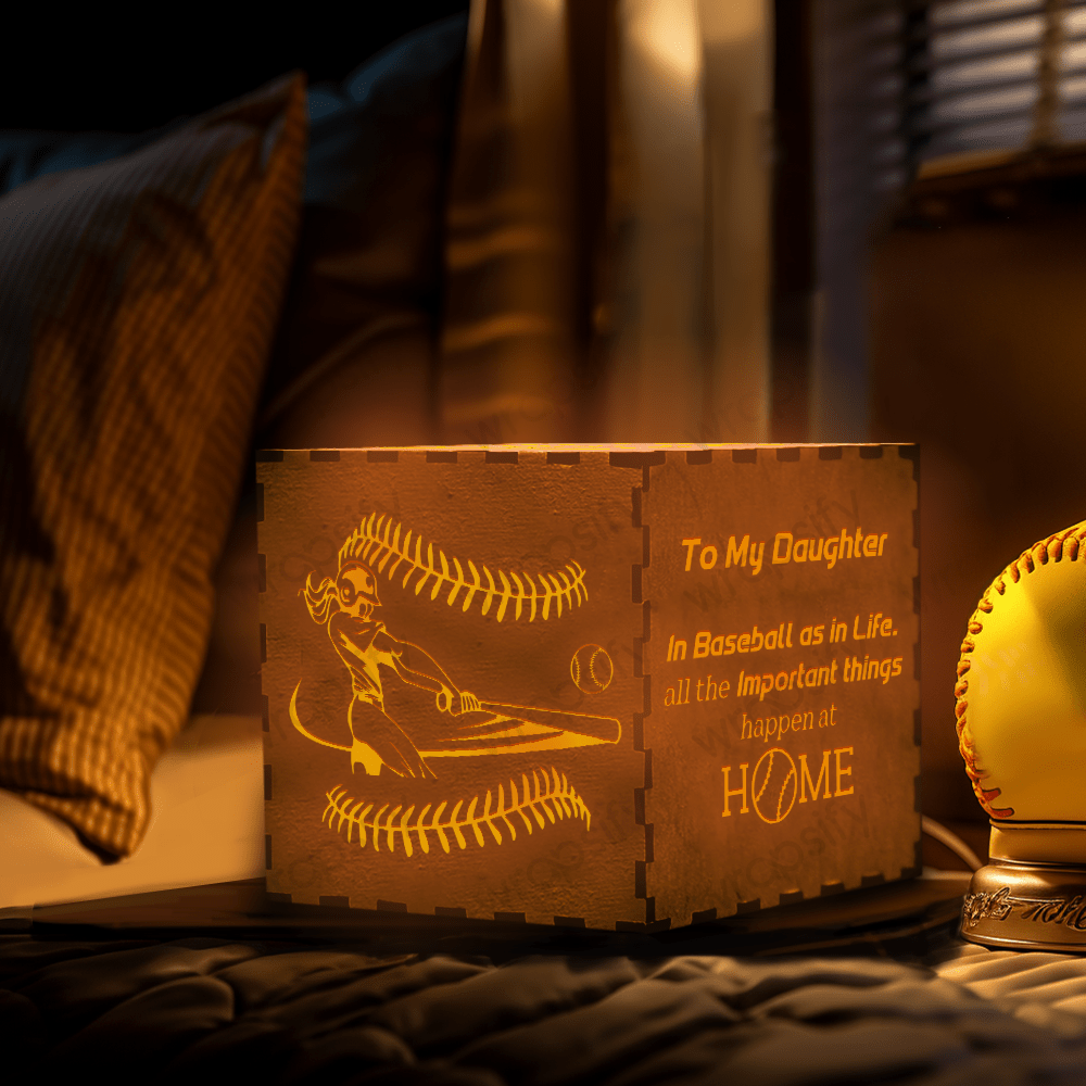 Light Up Message Box - Softball - To My Daughter - All The Important Things Happen At Home - Gyl17003