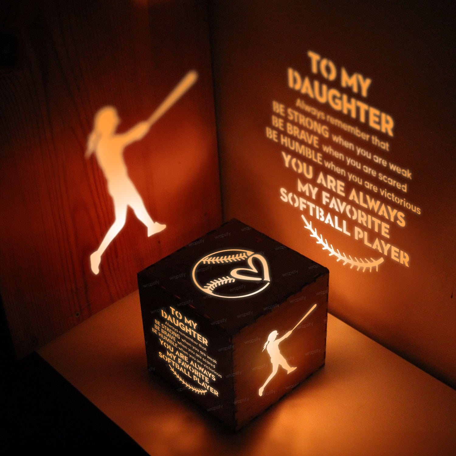 Light Up Message Box - Softball - To My Daughter - Be Strong When You Are Weak - Gyl17005