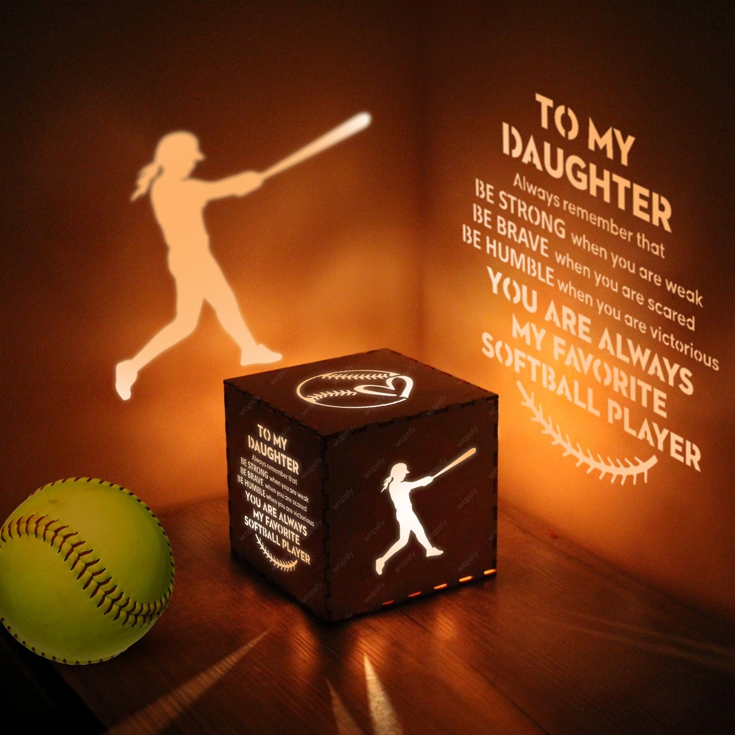 Light Up Message Box - Softball - To My Daughter - Be Strong When You Are Weak - Gyl17005