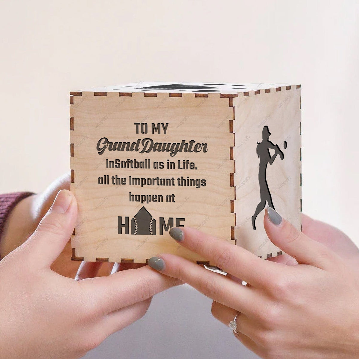 Light Up Message Box - Softball - To My Granddaughter - All The Important Things Happen At Home - Gyl23015