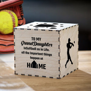 Light Up Message Box - Softball - To My Granddaughter - All The Important Things Happen At Home - Gyl23015
