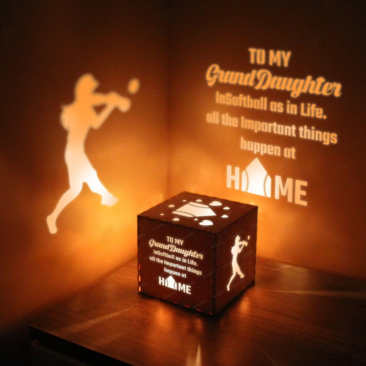 Light Up Message Box - Softball - To My Granddaughter - All The Important Things Happen At Home - Gyl23015