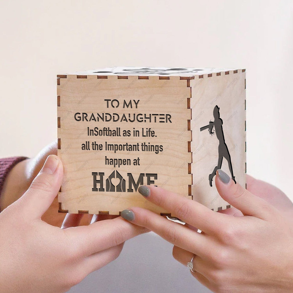Light Up Message Box - Softball - To My Granddaughter - All The Important Things Happen At Home - Gyl23016