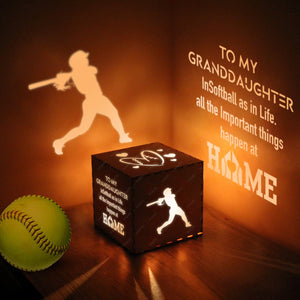 Light Up Message Box - Softball - To My Granddaughter - All The Important Things Happen At Home - Gyl23016