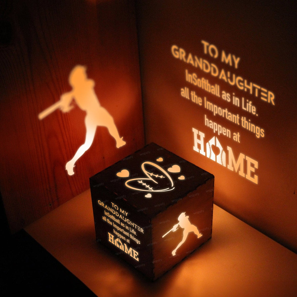 Light Up Message Box - Softball - To My Granddaughter - All The Important Things Happen At Home - Gyl23016