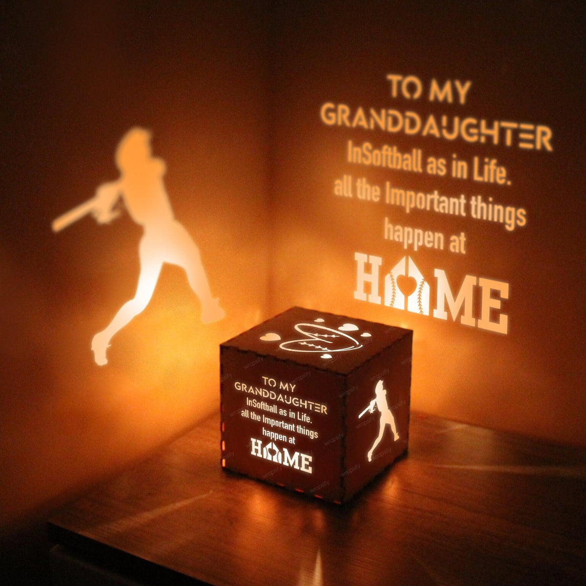 Light Up Message Box - Softball - To My Granddaughter - All The Important Things Happen At Home - Gyl23016