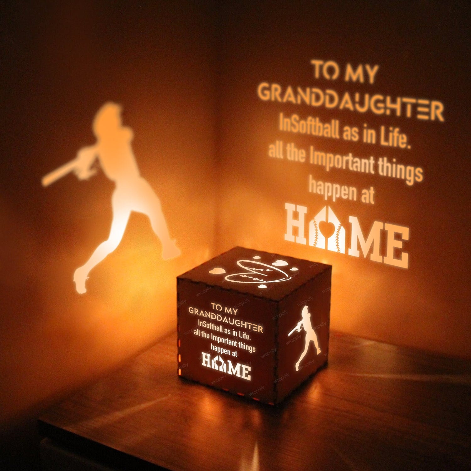 Light Up Message Box - Softball - To My Granddaughter - All The Important Things Happen At Home - Gyl23016