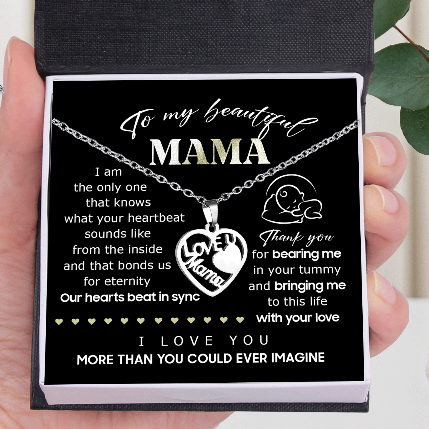 Love Mama Heart Necklace - Family - To My Beautiful Mama - I Love You More Than You Could Ever Imagine - Gnoj19002