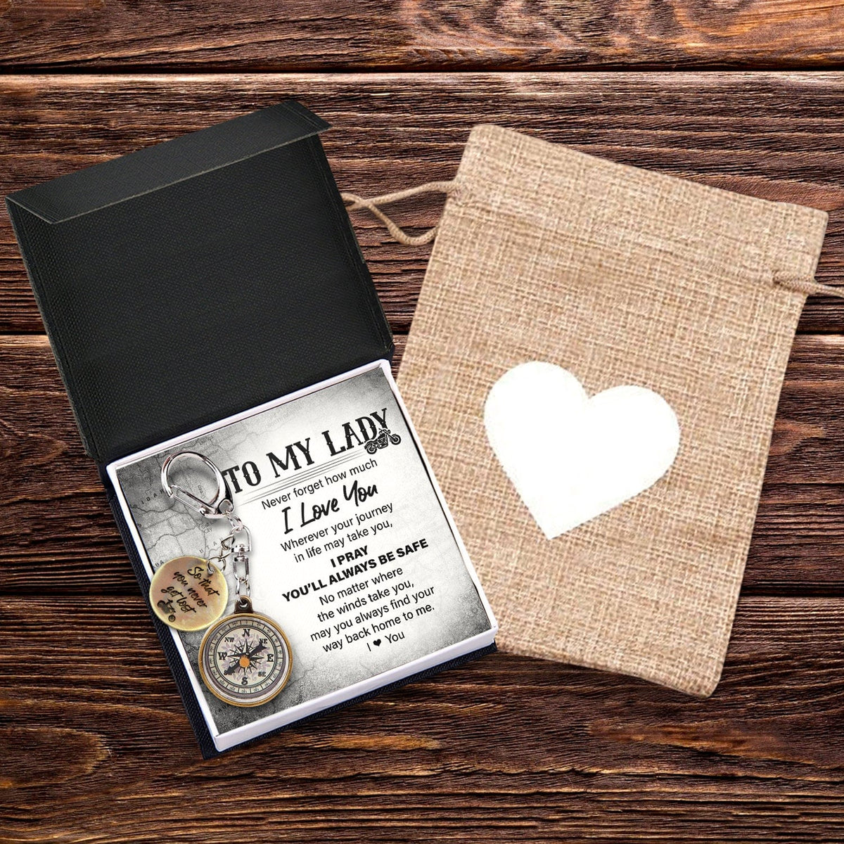 Mini Compass - Biker - To My Lady - Never Forget How Much I Love You - Gkez13001