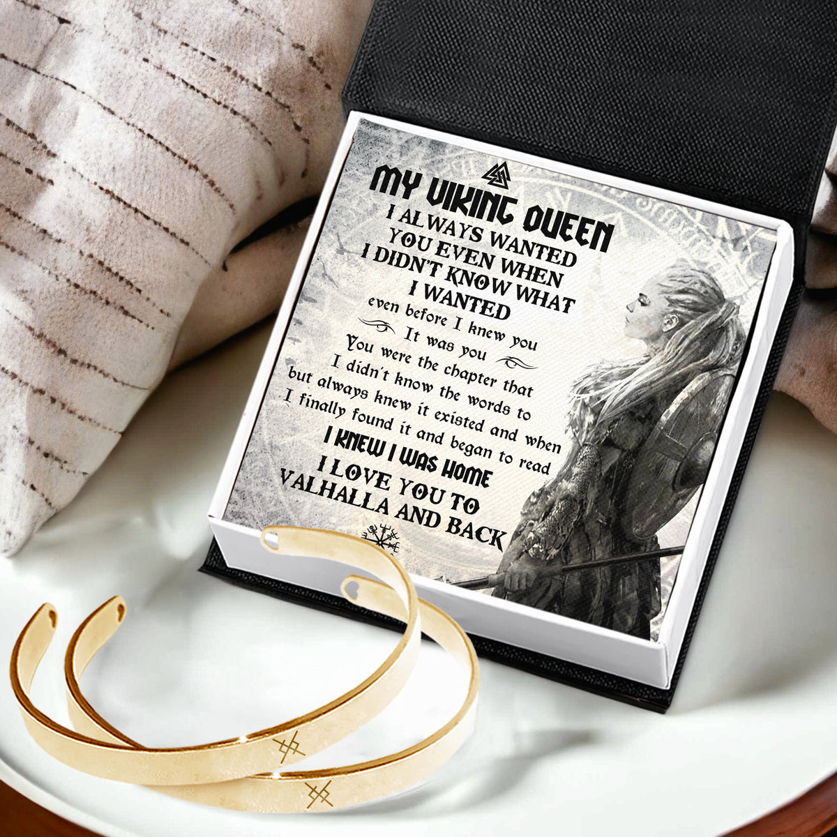 Personalized Arm Ring - Viking - To My Viking Queen - I Love You To Valhalla And Back - Gawk13001