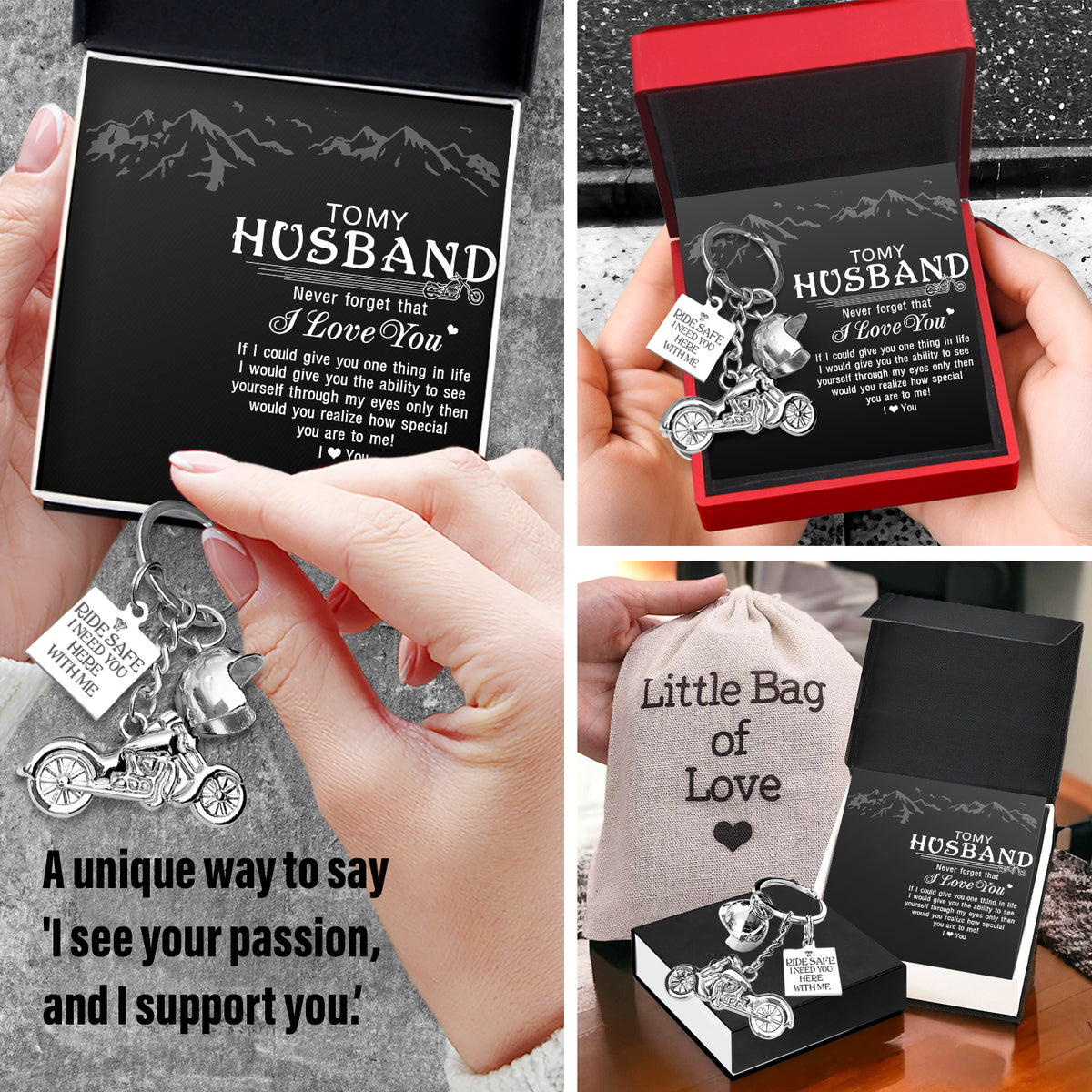 Personalized Classic Bike Keychain - To My Husband - Ride Safe I Need You Here With Me - Gkt14001