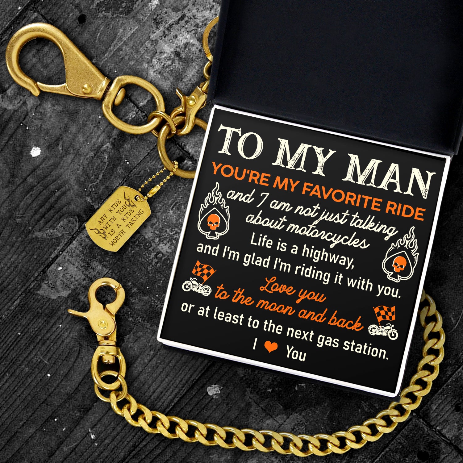 Wallet Chain - Biker - To My Man - Love You To the Moon And Back   - Gcab26002