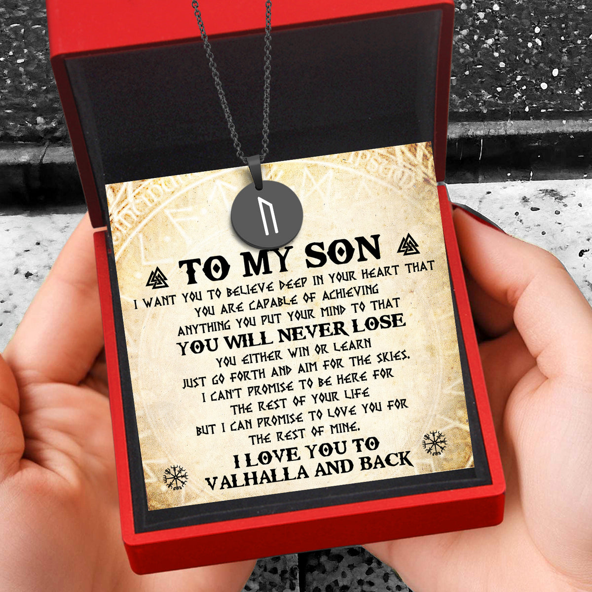 Strength Rune Necklace - Viking - To My Son - You Will Never Lose - Gawi16003