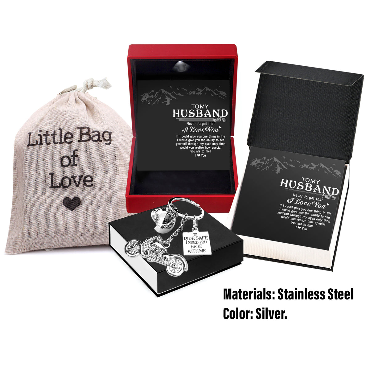 Personalized Classic Bike Keychain - To My Husband - Ride Safe I Need You Here With Me - Gkt14001