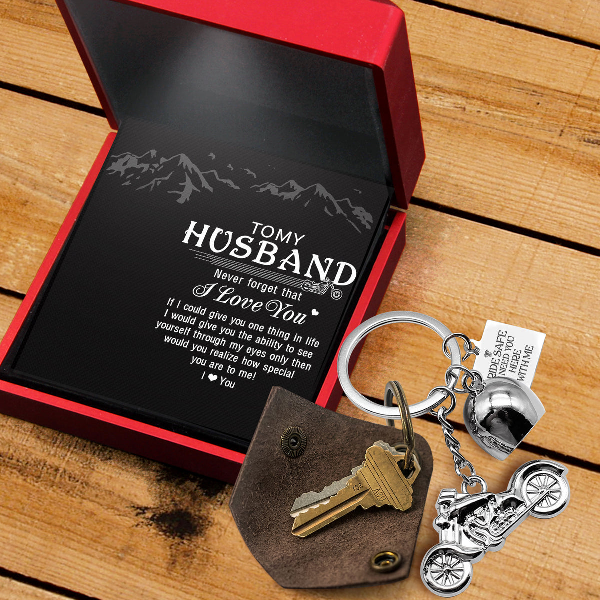 Personalized Classic Bike Keychain - To My Husband - Ride Safe I Need You Here With Me - Gkt14001