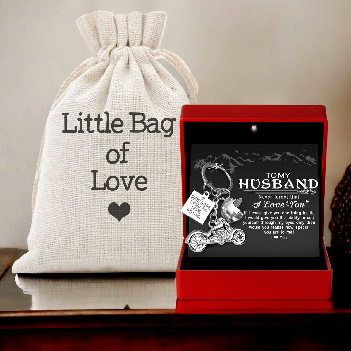 Personalized Classic Bike Keychain - To My Husband - Ride Safe I Need You Here With Me - Gkt14001