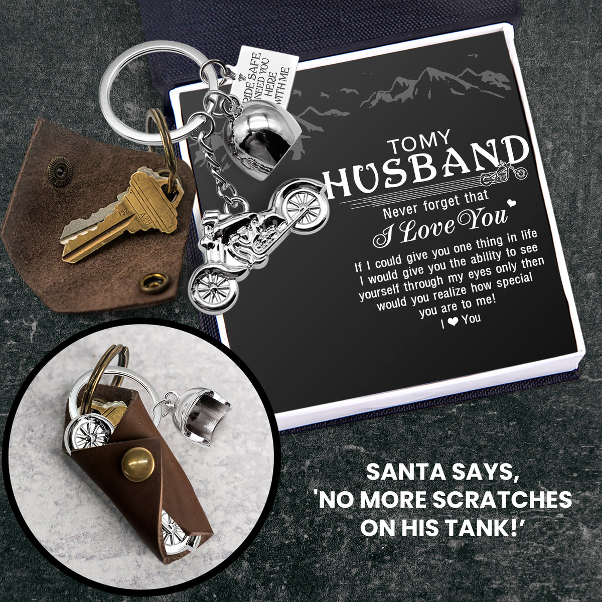 Personalized Classic Bike Keychain - To My Husband - Ride Safe I Need You Here With Me - Gkt14001