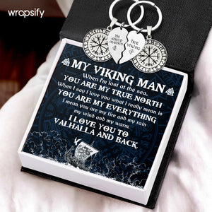 Wrapsify Viking Compass Couple Keychains Handbag & Wallet Accessories - Ragnar Lotbrok Gifts For Men, Viking Man, Boyfriend, Husband - Gkdl26004