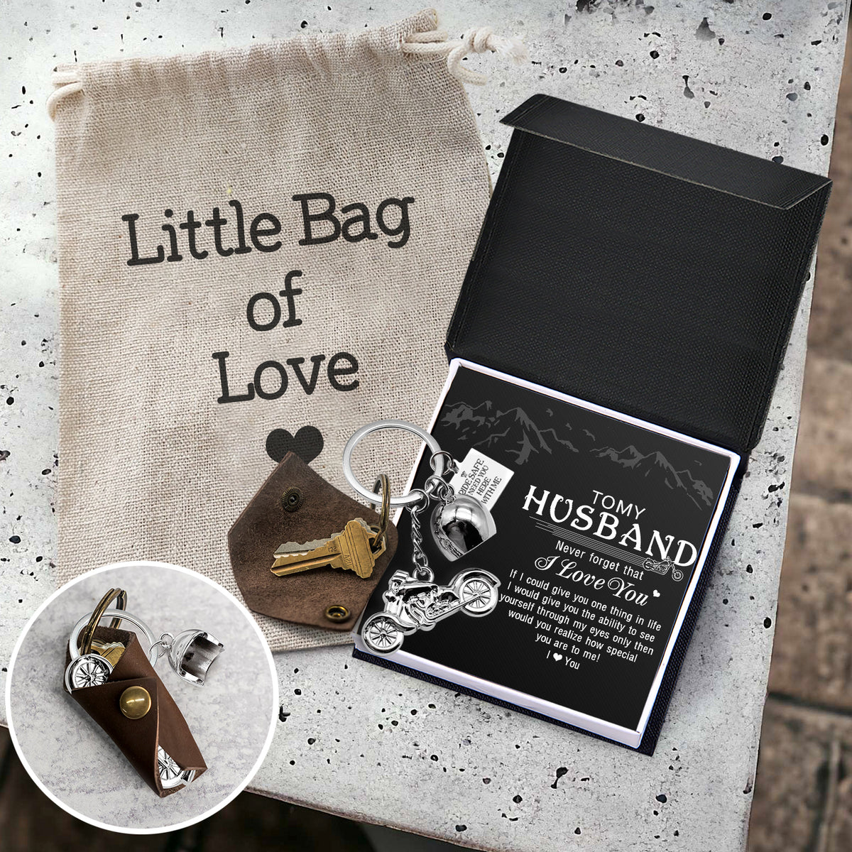 Personalized Classic Bike Keychain - To My Husband - Ride Safe I Need You Here With Me - Gkt14001